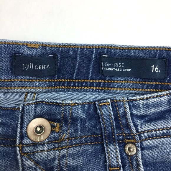 J. Jill Denim Straight Leg Crop Jeans High Rise Frayed Hems size 16 length 24" - Picture 3 of 9